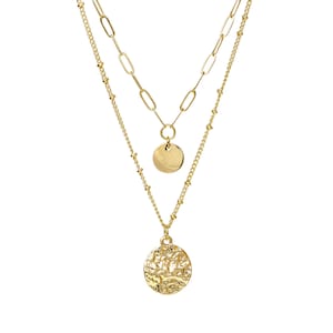 Double Layered Charm Necklace Set With A Detangler Clasp, Simple 2 Layer Necklace, Paperclip Chain Layered Necklace, Jewelry Gift For Her