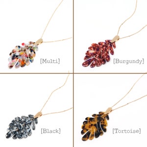 Leaf Acetate Fashion Necklace, Resin Long Necklaces, Leaf Necklace, Gift For Her, Celluloid, Multi Acetate Necklace, Modern Necklace, Simple image 8