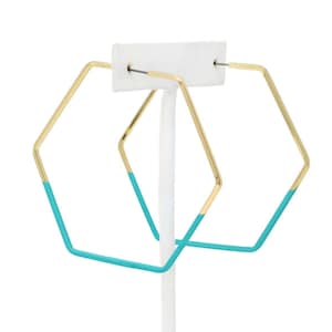 Large Hexagon Hoop Earring, Hexagon Earring, Geometric Earrings, Turquoise, Lightweight Hoop Earring, Statement Earrings, Gifts For Her