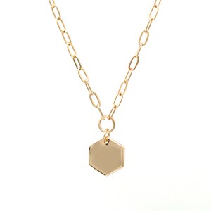 Zeshoekige ketting goud, paperclipketting, stapelketting, moderne ketting, minimalistische ketting, cadeaus voor haar, alledaagse ketting