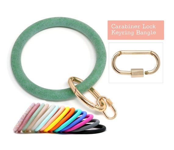 Carabiner Lock Bracelet, Silicone Key Ring, Key ring Bracelet, Wristlet Key Chain, Bangle Keychain, Silicone Wrist Strap, GiftsFor Her