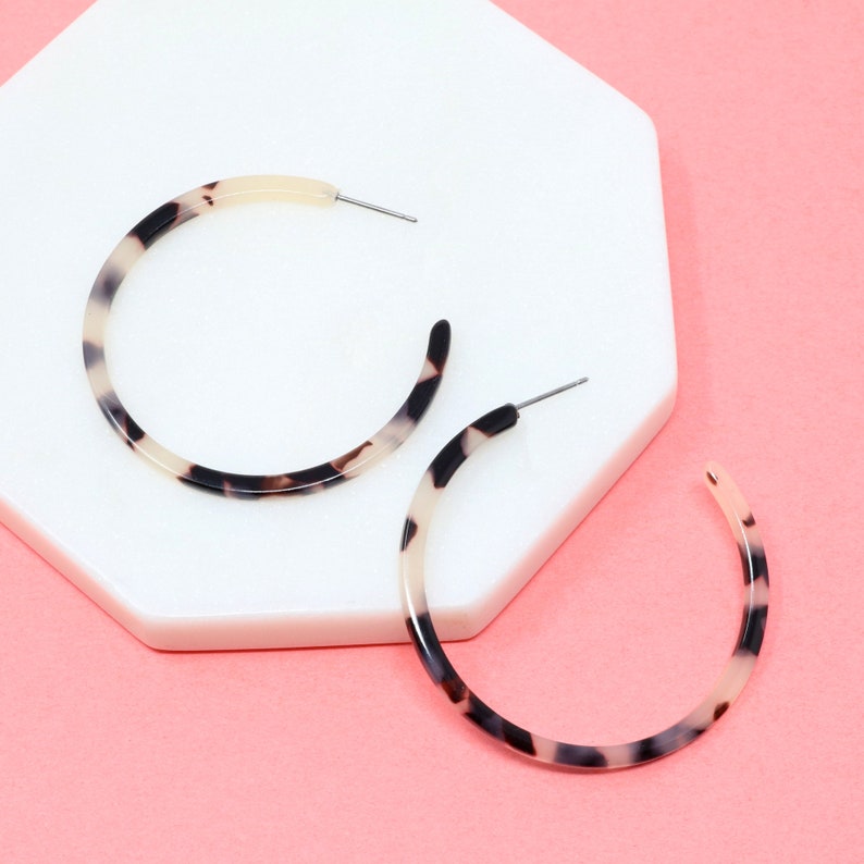 Resin Hoop Earring, 50mm Hoop Earring, Acetate Hoop Earring, Statement Earring, Multi Color Hoop Earring, Tortoise Hoop Earring,Gift For Her Light Brown