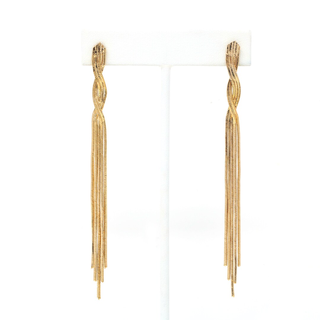 Snake Chain Fringe Earring Gold Minimalist Chain Tassel Etsy