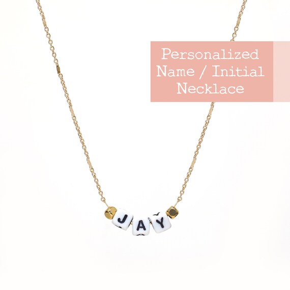 Necklace Initial Necklace Cube Letter 