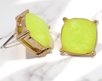 Neon Stud Earrings, Natural Abalone Abalone Earrings, Genuine Shell Studs, Mother Of Pearl Earring, MOP Earrings