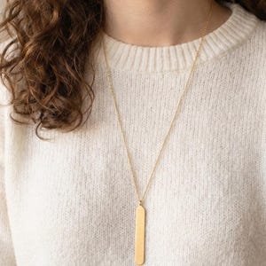 Modern Bar Pendant Long Necklace Gold, Bar Long Gold Necklace, Stacking Necklace, Minimalist Necklace, Gifts For Her, Everyday Necklace Gold image 4