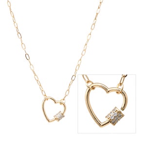 Collar con mosquetón, mosquetón de corazón, collar con mosquetón dorado, tornillo, collar con cadena de clip, regalo para ella, minimalista, regalo navideño