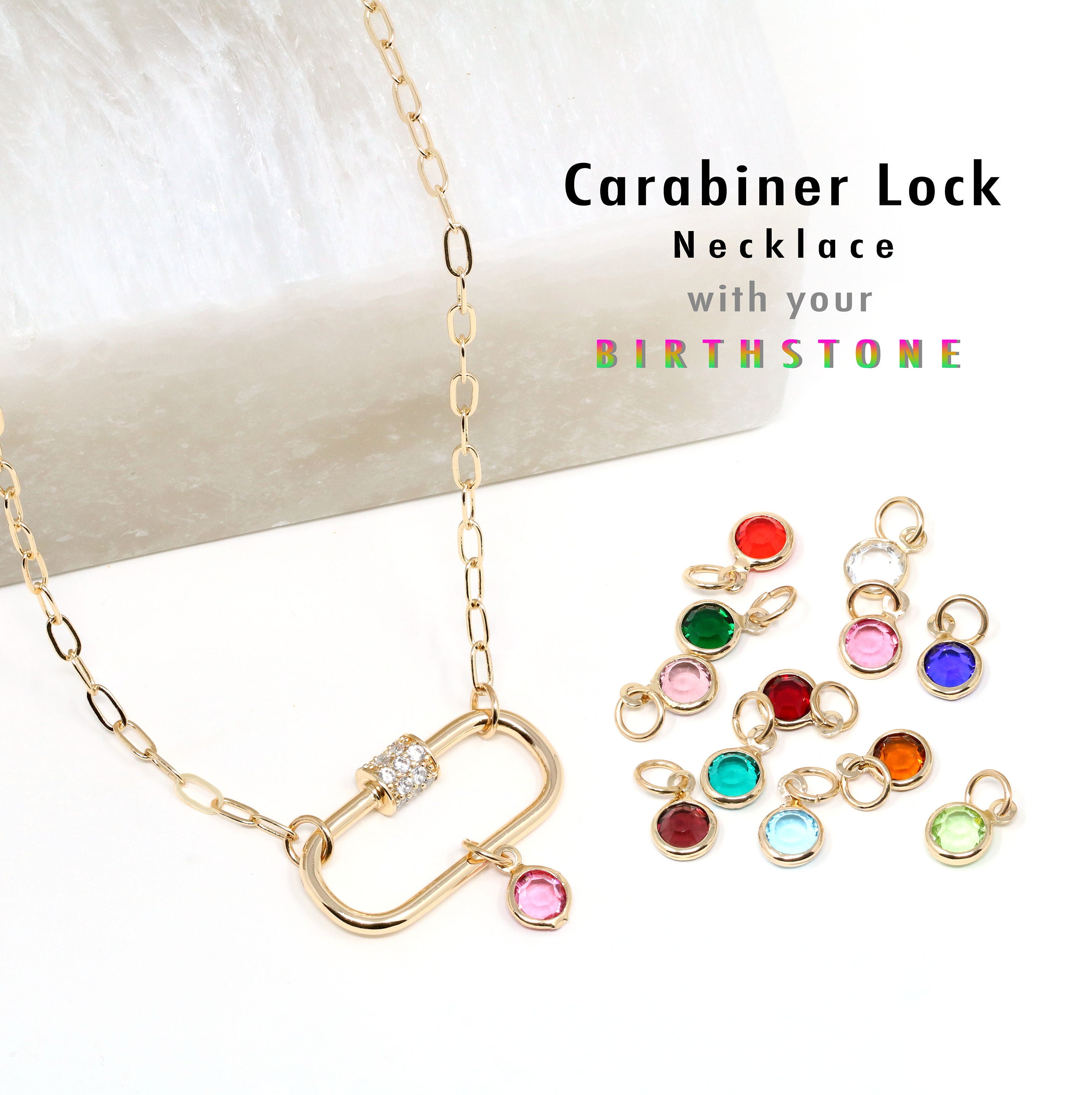 Pave CZ Carabiner Linked Lock Necklace | Sterling Forever