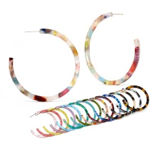 50mm Resin Hoop Earrings, Lightweight Acetate Statement Hoops, Multi Color Hoops, Tortoise Hoops, Gifts For Her