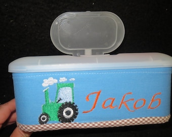 Feuchttücherbox -Traktor + Name -