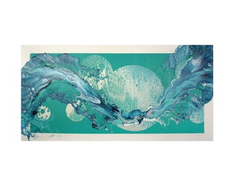 Stunning Galaxy Space Inspired Abstract Fluid Art Acrylic Pour Giclee Print. Different sizes available.