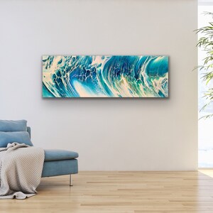 Ocean Inspired Blue, Gold and White Abstract Textured Acrylic Fluid Art ...
