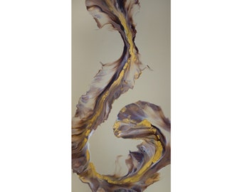 Shades of Brown and Gold On a Beige Background Abstract Fluid Art Acrylic Pour Giclee Print. Dutch Pour. Different sizes available.