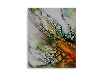 Colorful Bloom Abstract Fluid Art Acrylic Pour Print. Giclee Print.