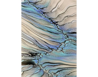 Winter Wonderland Lavender and Light Blue Pastel Abstract Fluid Art Acrylic Pour Giclee Print. Different sizes available.