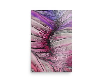 Purple, Magenta and Pink Abstract Swipe and Spin Canyon Pour Fluid Art Acrylic Pour Print. Giclee Print.