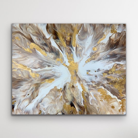 Stunning Shades of Brown and Gold Abstract Fluid Art Acrylic Etsy