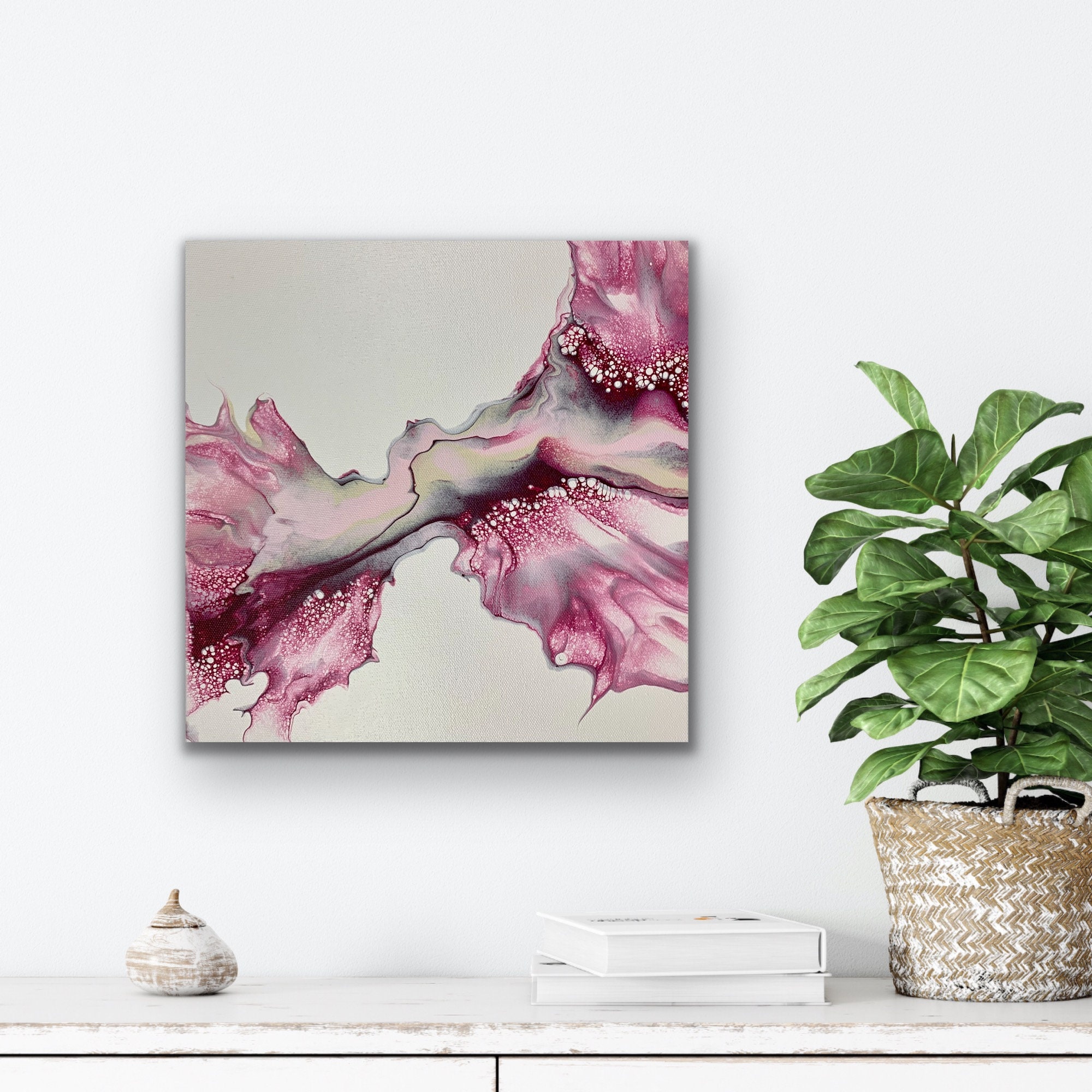 Beautiful Plum Light Pink Beige and White Abstract Fluid Art - Etsy