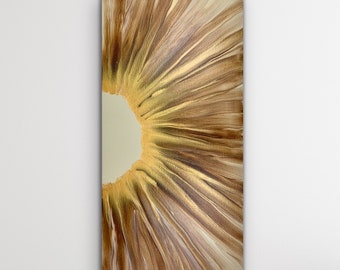 Beautiful Brown, Gold, and Beige Abstract Fluid Art Swipe Acrylic Pour Painting. Canvas size: 12&quot;x 24&quot;