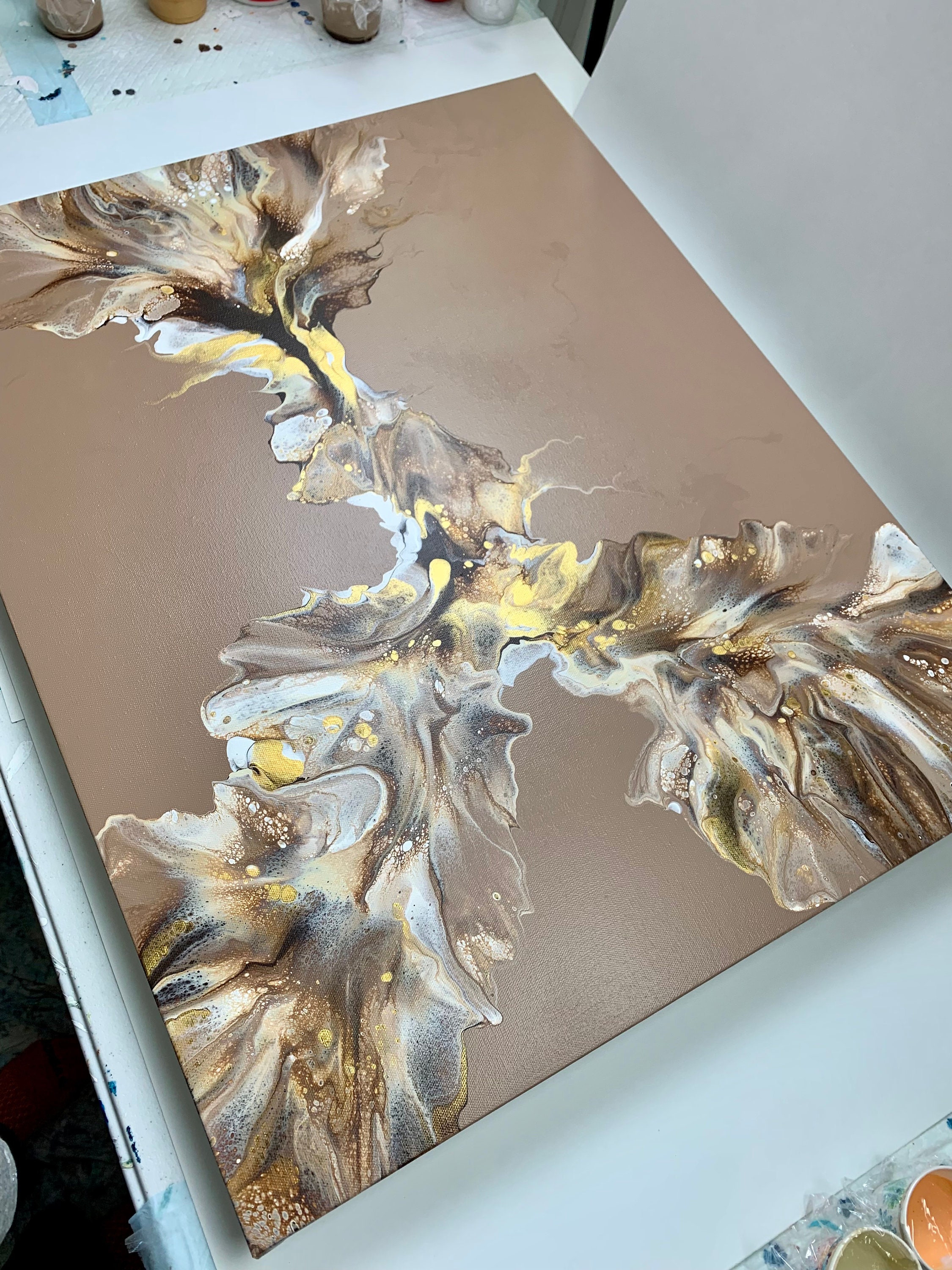 Shades of Brown and Gold Abstract Fluid Art Acrylic Pour Etsy