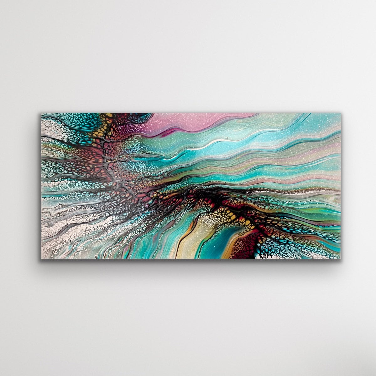 ON OFFER Framed Original Fluid Acrylic Pour With Resin Finish
