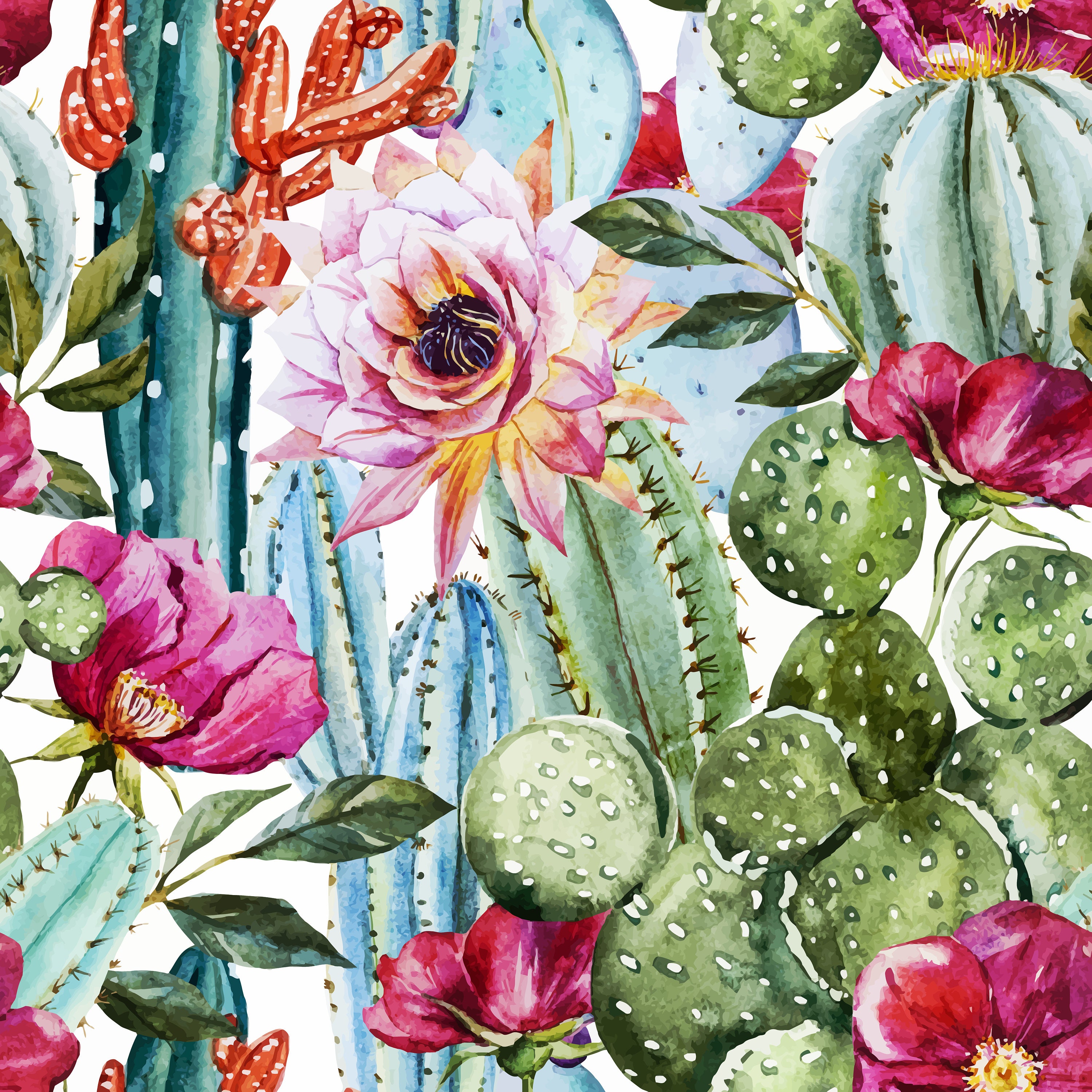 Wallpaper Rainbow Cacti 276 Wallpaper Classic Wallpaper Etsy