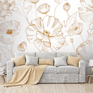 Wallpaper Gold Orchid #173 | Wallpaper, Classic Wallpaper, Removable Wallpaper, Peel and Stick Wallpaper, Self-adhesive Wallpaper