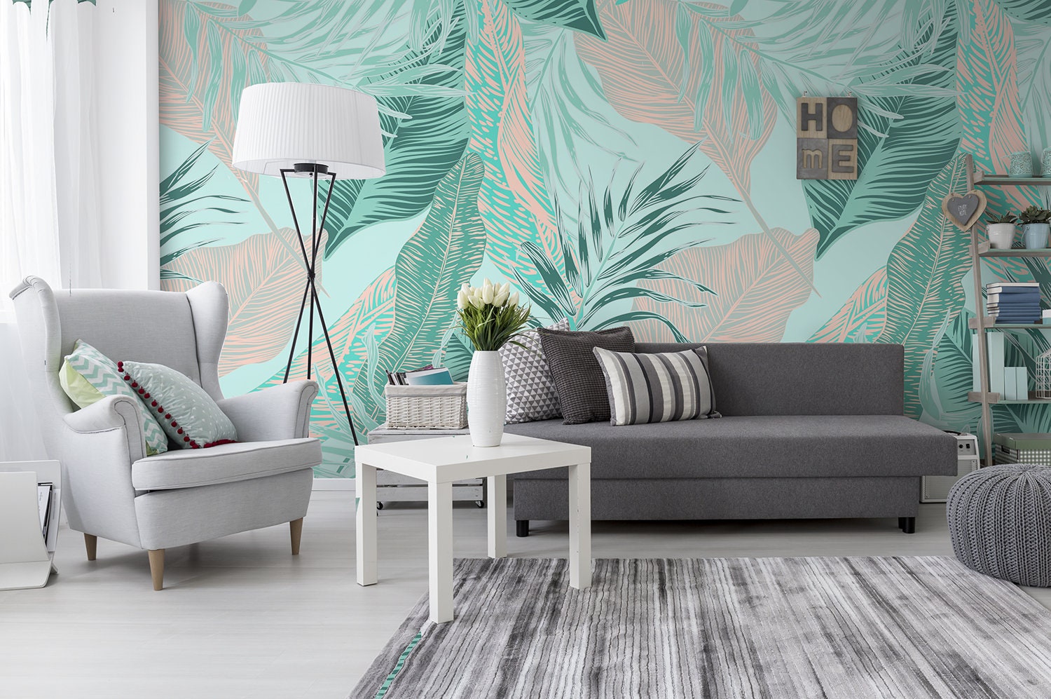 Green Pastel Jungle Wallpaper 228 Wallpaper Classic Etsy