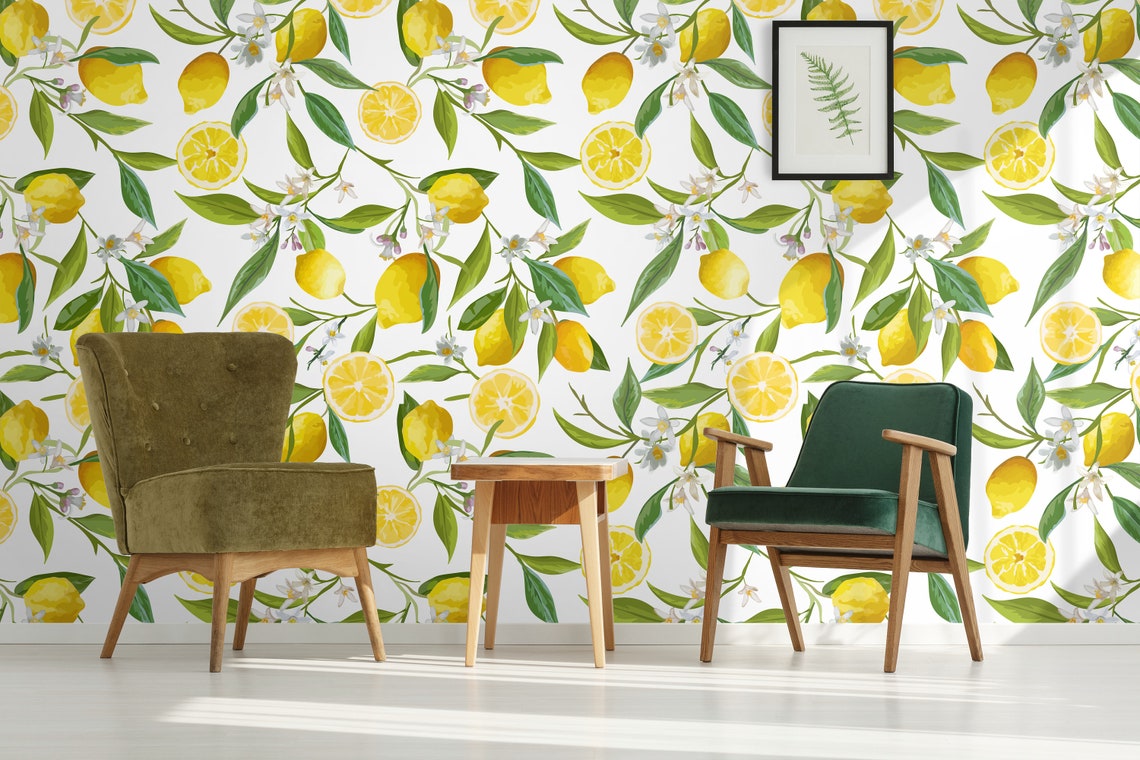 Wallpaper Lemon Tree 208 Wallpaper Classic Wallpaper - Etsy