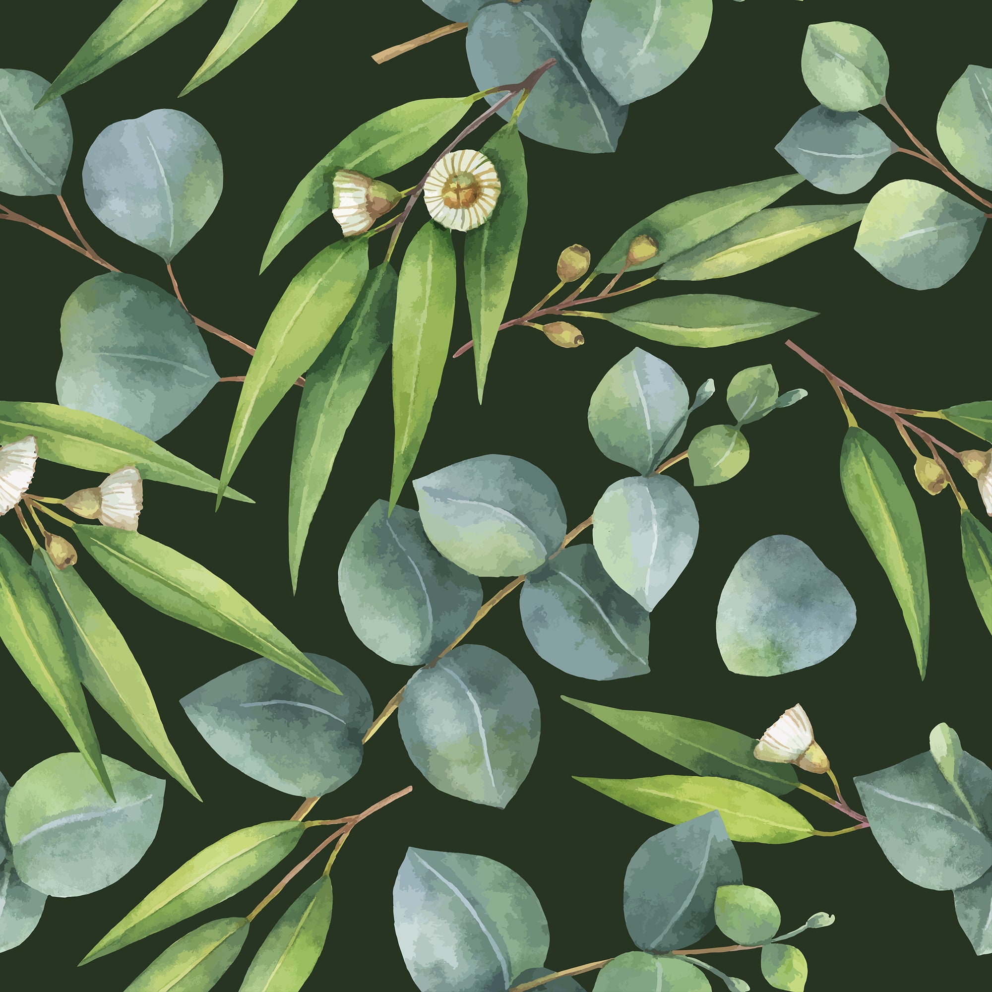 Wallpaper Dark Eucalyptus Leaves 308 Wallpaper Classic Etsy
