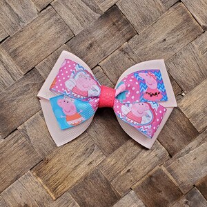 Pink Bow 5 Peppa Pig Bow Character Bow Peppa Birthday Bow Spring Bow Pink Bow