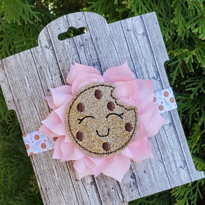 Milk n&#39; Cookies headband, So Sweet Birthday, Munched Cookie Bow, Toddler Headband, 1st Birthday Bow, Cookie Theme, Baby Headband, Flower Bow