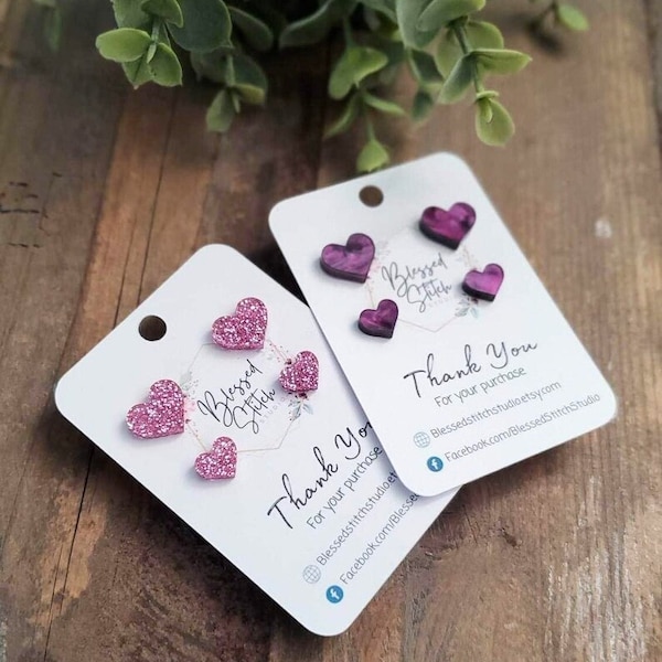 Valentine's Day Stud Earrings, Glitter Pink Heart Jewelry, Purple Heart Studs, Holiday Earrings, Mommy and Me, Mini Heart Studs, Sister Sets