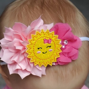 Sunshine headband, Sunshine Birthday, One Sunshine Theme, Summer birthday bow, baby bow, Toddler Bow, Flower headband