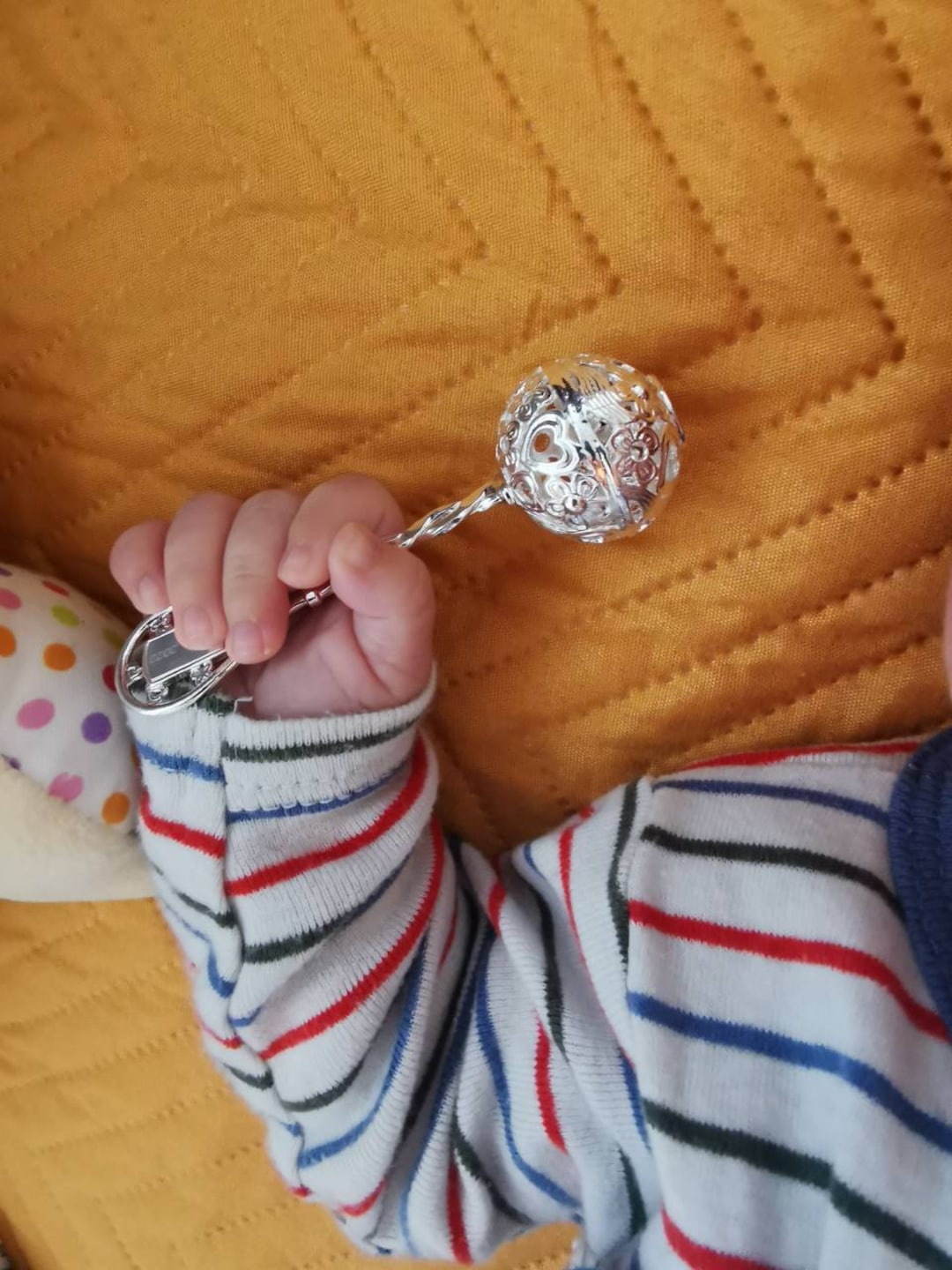 Baby's First Silver Rattle. Magic Sound Baby Toy. Personalised Newborn