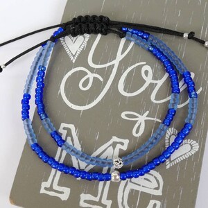 Matching couple bracelets set. Always together bracelets. long distance gift. Relationship or Best Friend bracelets. Blue beads bracelets