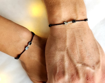 Persinalized Morse code Couple bracelets. Long distance couple matching bracelets. Leaving guy sentimental gift. Gift for husband & boyfrien