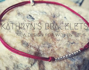 Kabbalah red thread. Thin red thread of fate. Protection  bracelet. Classic red thread. Silver 925 thin beads bracelet. Unisex lucky thread.