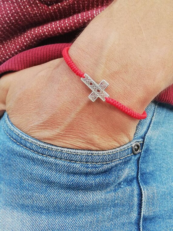 Cross 925 Men's Bracelet . Red Thread Bracelet. Christian Etsy