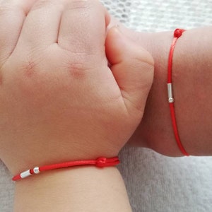 Madre y bebé, pulseras de código Morse, cuerda roja, pulseras para madre y bebé, regalo para recién nacidos, cuerda de protección, pulsera roja, cuerda roja de la suerte