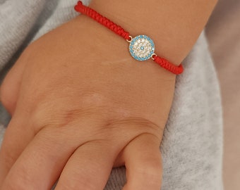 Gold evil eye baby bracelet. Blue eye bracelet newborn baby gift. Nazar eye child bracelet. Kabbalah red thread for kids. Baby shower gift