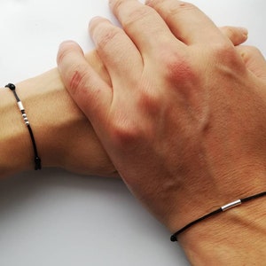 Cadeau couple personnalisé, bracelets couple code Morse. Cadeau personnalisé meilleur ami, cadeau interurbain, cadeau assorti pour couple, cadeau de départ image 1