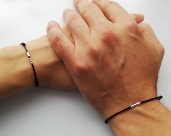 Cadeau couple personnalisé, bracelets couple code Morse. Cadeau personnalisé meilleur ami, cadeau interurbain, cadeau assorti pour couple, cadeau de départ