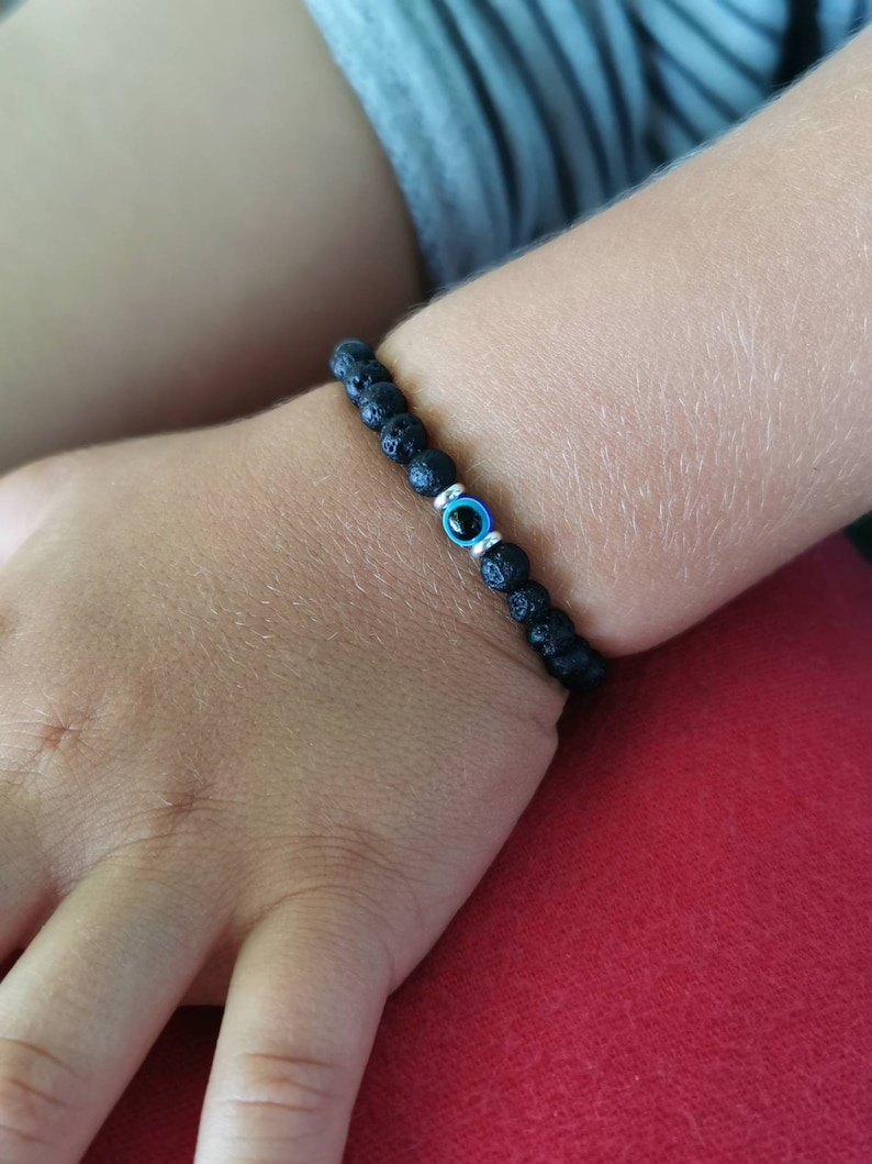 Nazar Eye Bracelet for Child. Lava Stone Bracelet for Baby. Etsy
