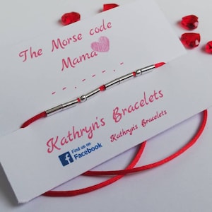 Pulsera de código Morse para mamá. Hilo rojo protector para mamá. Regalo para la esperanza de ser mamá. Amuleto para el embarazo. Regalo para el nacimiento de un bebé. Regalo para una nueva mamá.