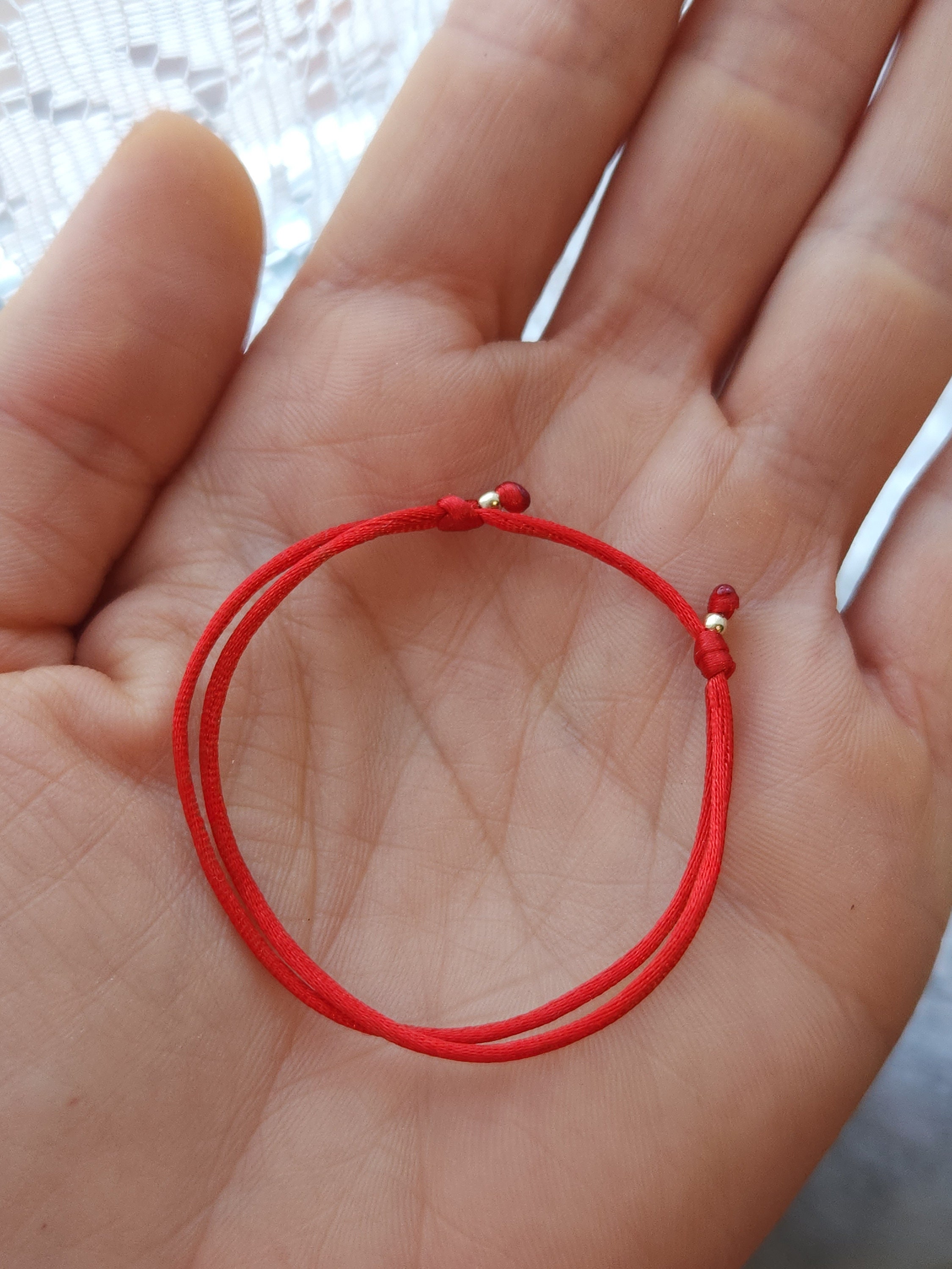 Red String Baby Bracelet. Tradicional Red Bracelet With 14k Gold