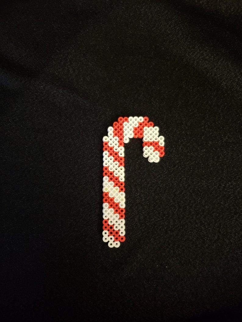 Candy Cane Ornament made with Perler Beads Etsy