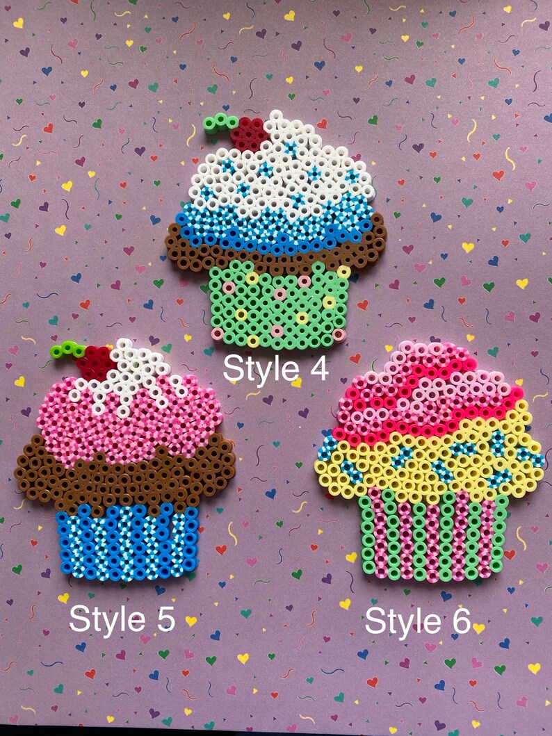 Cupcake made with Perler Beads Etsy