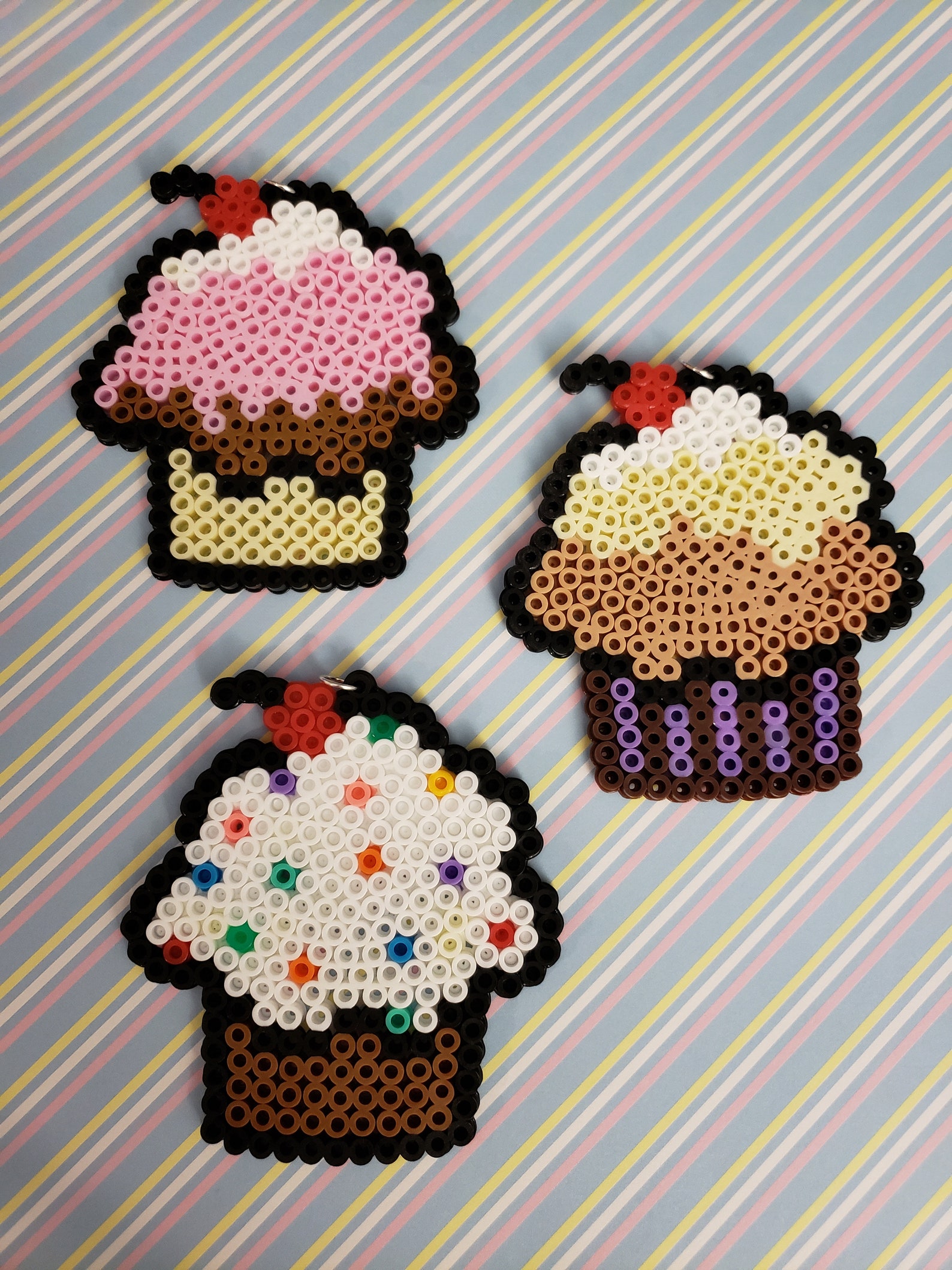 Cupcake made with Perler Beads Etsy