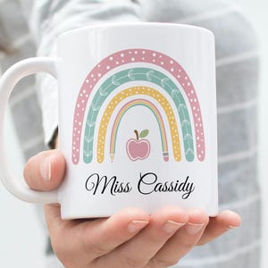 Personalized Teacher Mug | Custom Teacher Rainbow Mugs | Teacher Appreciation Gift Mug | End of Year Teacher Gift Mugs